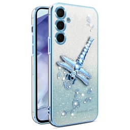 SKALO Samsung S25+ KADEM Dragonfly Glitter Suojakuori - Sininen