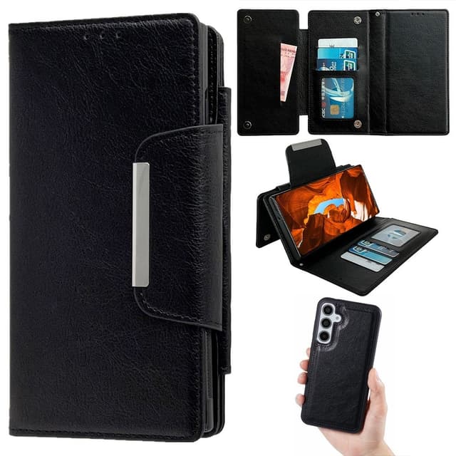SKALO Samsung S25+ 2-in-1 Magnetiskt Avtagbart Plånboksfodral - Svart
