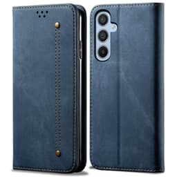 SKALO Samsung S25 Jeans Plånboksfodral - Blå