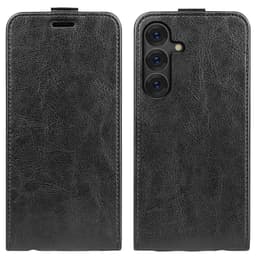 SKALO Samsung S25 Vertical Flip PU-Nahka Lompakkokotelo - Musta