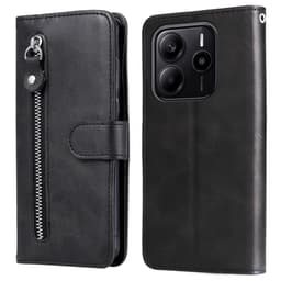 SKALO Xiaomi Redmi Note 14 4G Klassinen vetoketju Lompakkokotelo - Musta