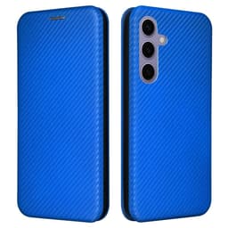 SKALO Samsung S25 Carbon Fiber Lompakkokotelo - Sininen