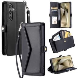 SKALO Samsung S25 PU-Läder Envelope Plånboksfodral - Svart