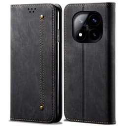 SKALO Xiaomi Redmi Note 14 Pro+ 5G Jeans Lompakkokotelo - Musta