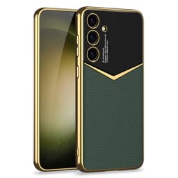 SKALO Samsung S25 GKK PU-Læder Guldkant Cover - Grøn