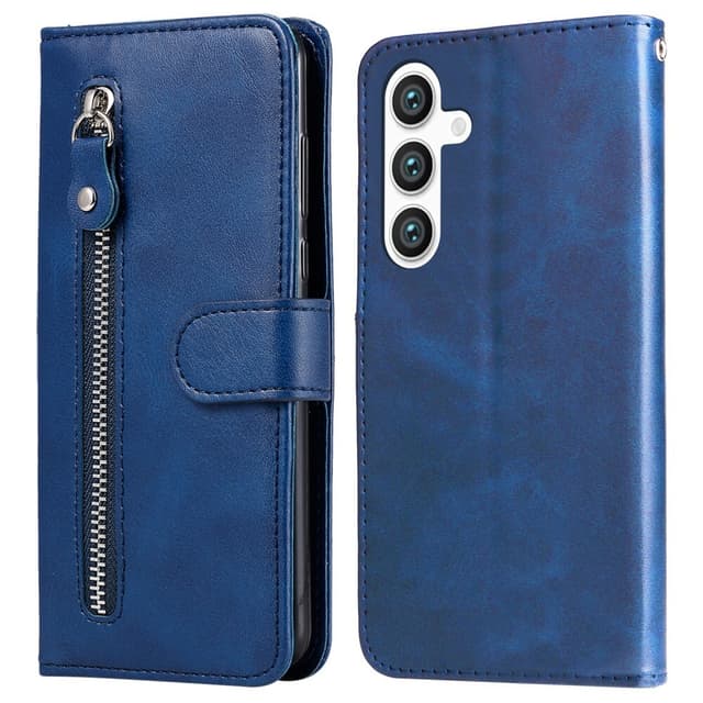 SKALO Samsung S25 Klassisk lynlås Flip Cover - Blå