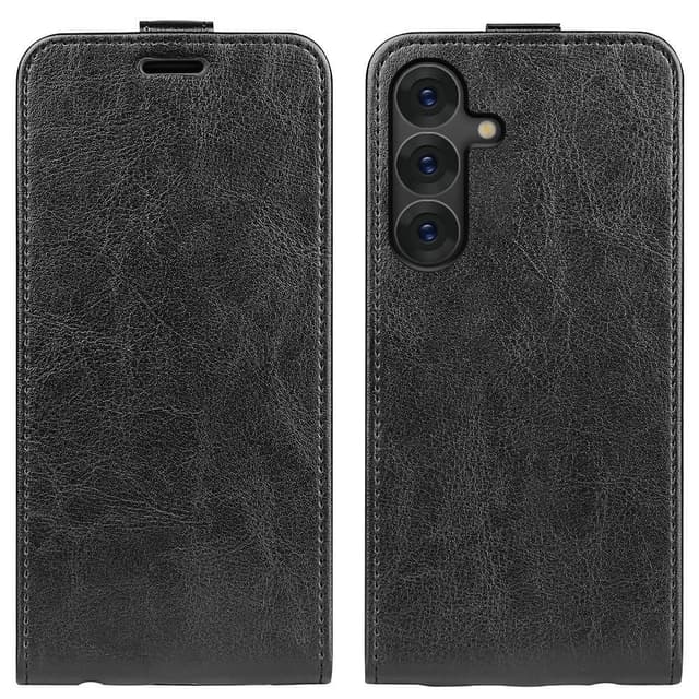 SKALO Samsung S25+ Vertical Flip PU-Läder Plånboksfodral - Svart