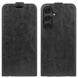 SKALO Samsung S25+ Vertical Flip PU-Nahka Lompakkokotelo - Musta