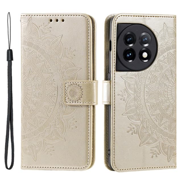 SKALO OnePlus 13R Mandala Plånboksfodral - Guld