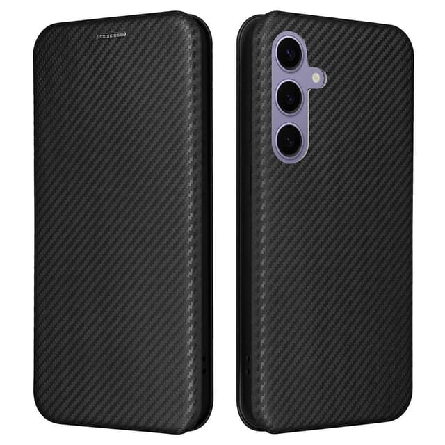 SKALO Samsung S25 Carbon Fiber Lompakkokotelo - Musta