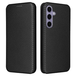 SKALO Samsung S25+ Carbon Fiber Lompakkokotelo - Musta