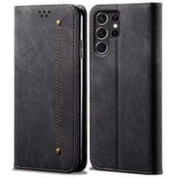 SKALO Samsung S25 Ultra Jeans Lompakkokotelo - Musta