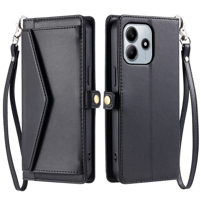 SKALO Xiaomi Redmi Note 14 5G PU-Nahkakotelo Lompakkokotelo - Musta