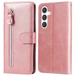 SKALO Samsung S25 Klassisk lynlås Flip Cover - Pink