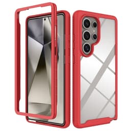 SKALO Samsung S25 Ultra Shockproof Clear Hybrid Suojakuori - Punainen