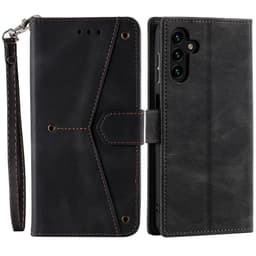 SKALO Samsung S25 Premium PU-nahka Splicing Lompakkokotelo - Musta