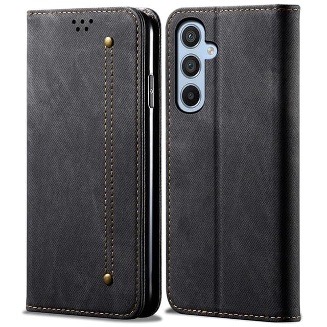 SKALO Samsung S25 Jeans Plånboksfodral - Svart