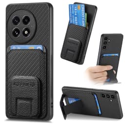 SKALO OnePlus 13 Carbon Fiber Card Slot Suojakuori - Musta