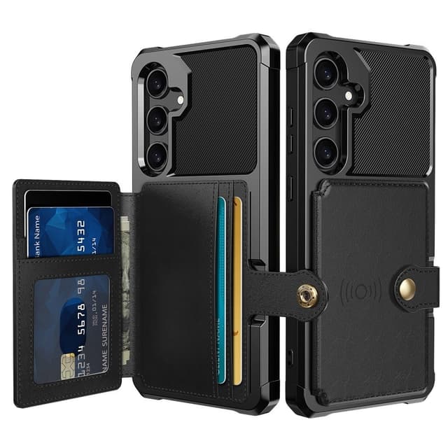 SKALO Samsung S25 Stødresistent Cover med Pung- Sort