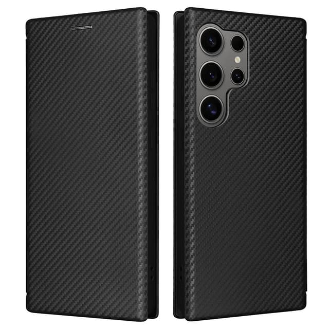 SKALO Samsung S25 Ultra Carbon Fiber Flip Cover - Sort