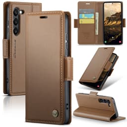 CaseMe Samsung S25 023 Series PU-Läder Plånboksfodral - Brun