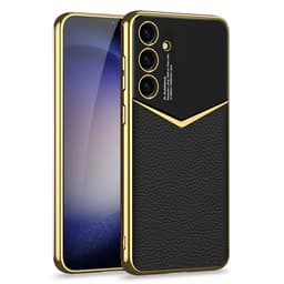 SKALO Samsung S25+ GKK PU-Läder Guldkant Skal - Svart