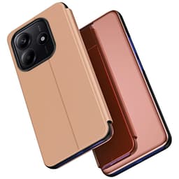 SKALO Xiaomi Redmi Note 14 5G Clear View Lompakkokotelo - Ruusukulta