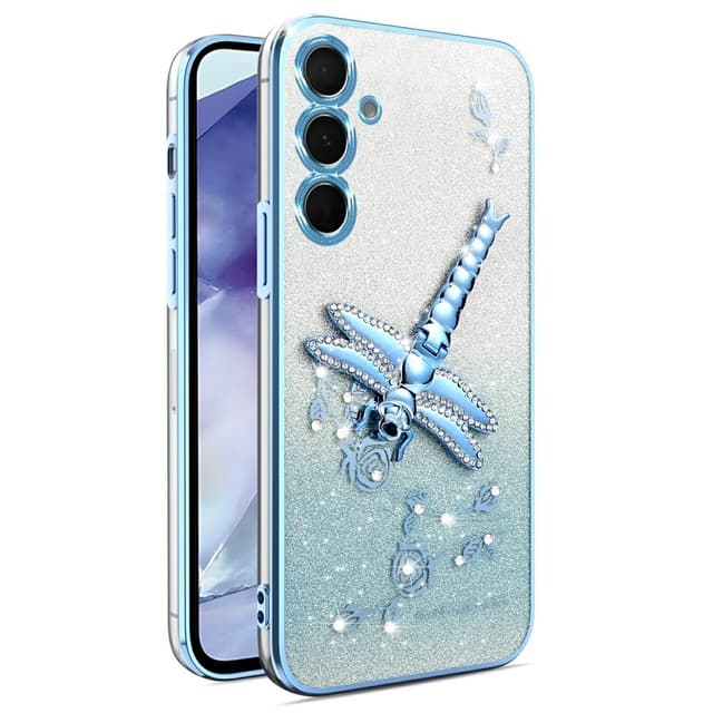 SKALO Samsung S25 KADEM Dragonfly Glitter Cover - Blå