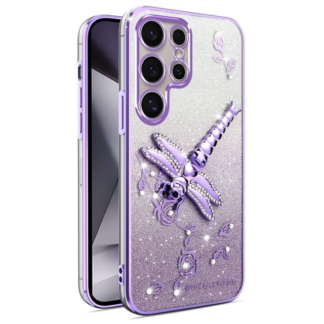 SKALO Samsung S25 Ultra KADEM Dragonfly Glitter Cover - Lilla