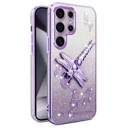 SKALO Samsung S25 Ultra KADEM Dragonfly Glitter Suojakuori - Violetti