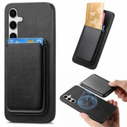 SKALO Samsung S25+ 2-in-1 PU-nahkakotelo+korttikotelo - Musta