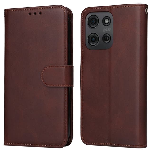 SKALO Motorola Moto G75 5G PU-nahka Lompakkokotelo - Ruskea