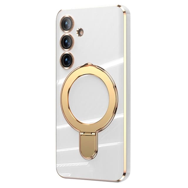 SKALO Samsung S25 Guldring Cover - Hvid