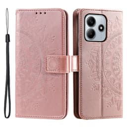 SKALO Xiaomi Redmi Note 14 4G Mandala Flip Cover - Rosa guld