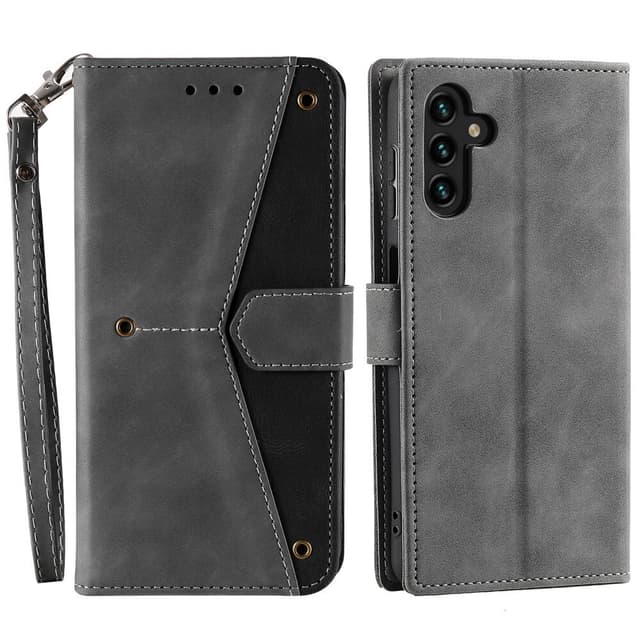 SKALO Samsung S25 Premium PU-læder Splicing Flip Cover - Grå