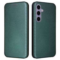 SKALO Samsung S25 Carbon Fiber Plånboksfodral - Grön