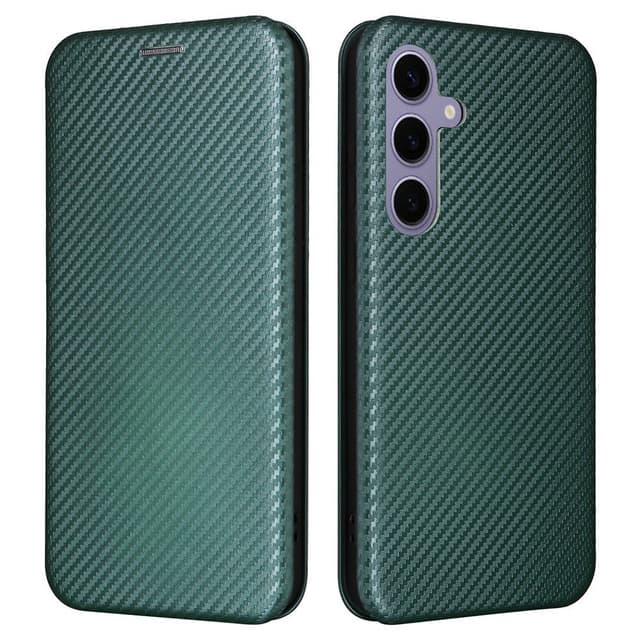 SKALO Samsung S25 Carbon Fiber Plånboksfodral - Grön
