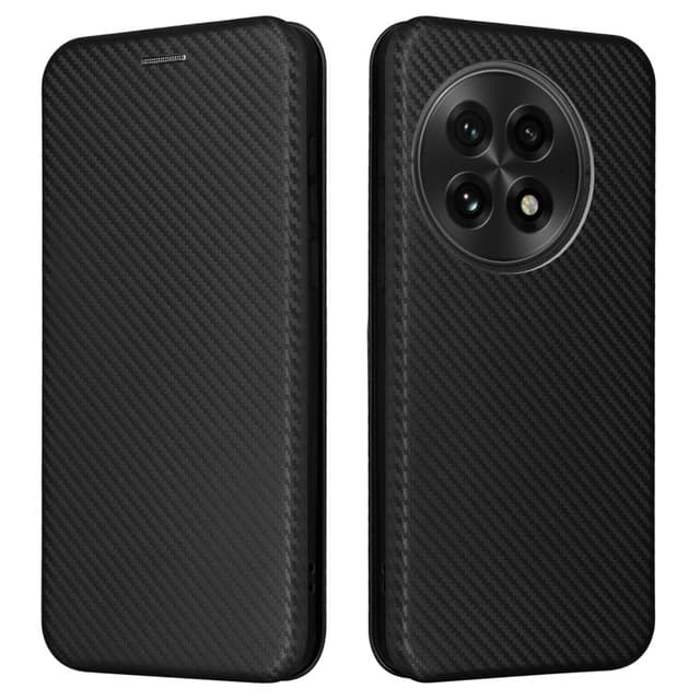 SKALO OnePlus 13 Carbon Fiber Plånboksfodral - Svart