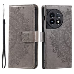 SKALO OnePlus 13R Mandala Lompakkokotelo - Harmaa