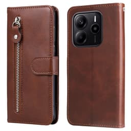 SKALO Xiaomi Redmi Note 14 4G Klassisk Dragkedja Plånboksfodral - Brun