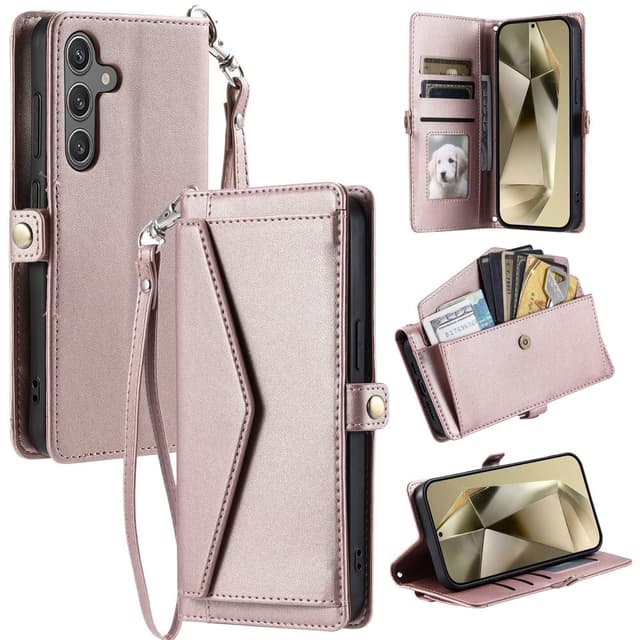 SKALO Samsung S25 PU-Læder Kuvert Flip Cover - Rosa guld