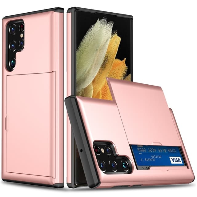 SKALO Samsung S25 Ultra Armor Kortholder Cover - Rosa guld