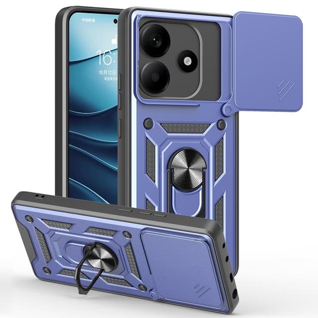 SKALO Xiaomi Redmi Note 14 5G Armor Metallring Kameraslider Cover - Blå