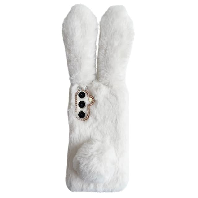 SKALO Samsung S25 3D Fluffy Bunny Skal - Vit