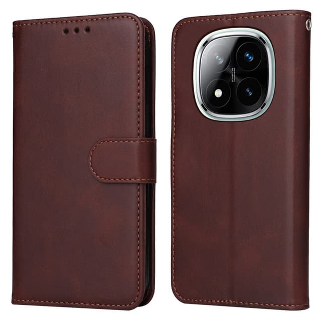SKALO Xiaomi Redmi Note 14 Pro 5G PU-læder Flip Cover - Brun