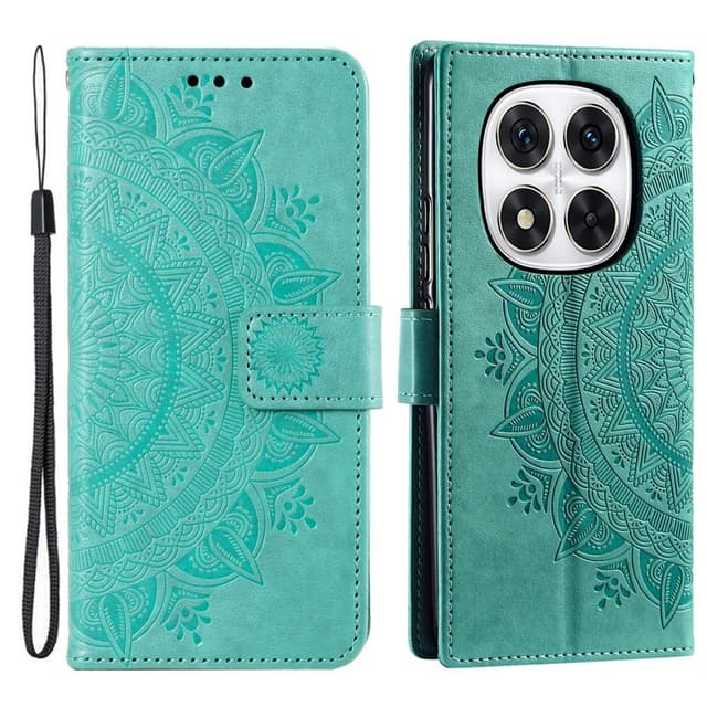 SKALO Xiaomi Redmi Note 14 Pro 5G Mandala Flip Cover - Turkis