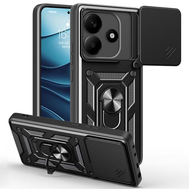 SKALO Xiaomi Redmi Note 14 5G Armor Metallinen rengas -kamerasuojus Suojakuori - Musta
