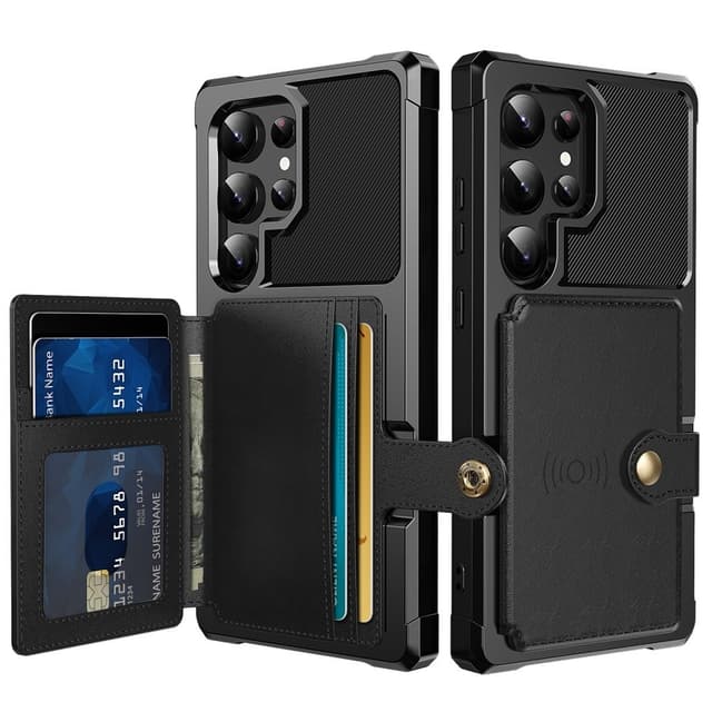 SKALO Samsung S25 Ultra Stødresistent Cover med Pung- Sort