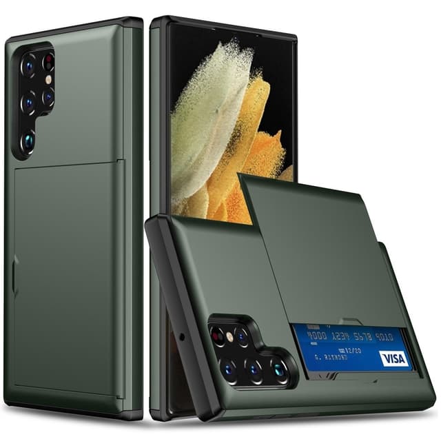 SKALO Samsung S25 Ultra Armor Kortholder Cover - Grøn