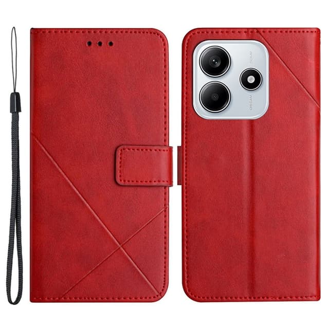SKALO Xiaomi Redmi Note 14 5G PU-Læder Flip Cover - Rød